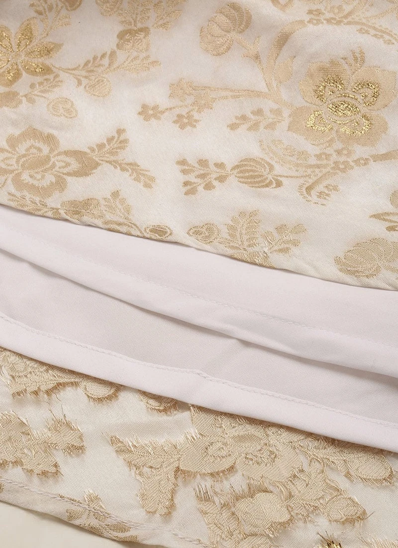 White Nylon Jacquard Festive Wear 7 White Nylon Jacquard Festive Wear - Image 7