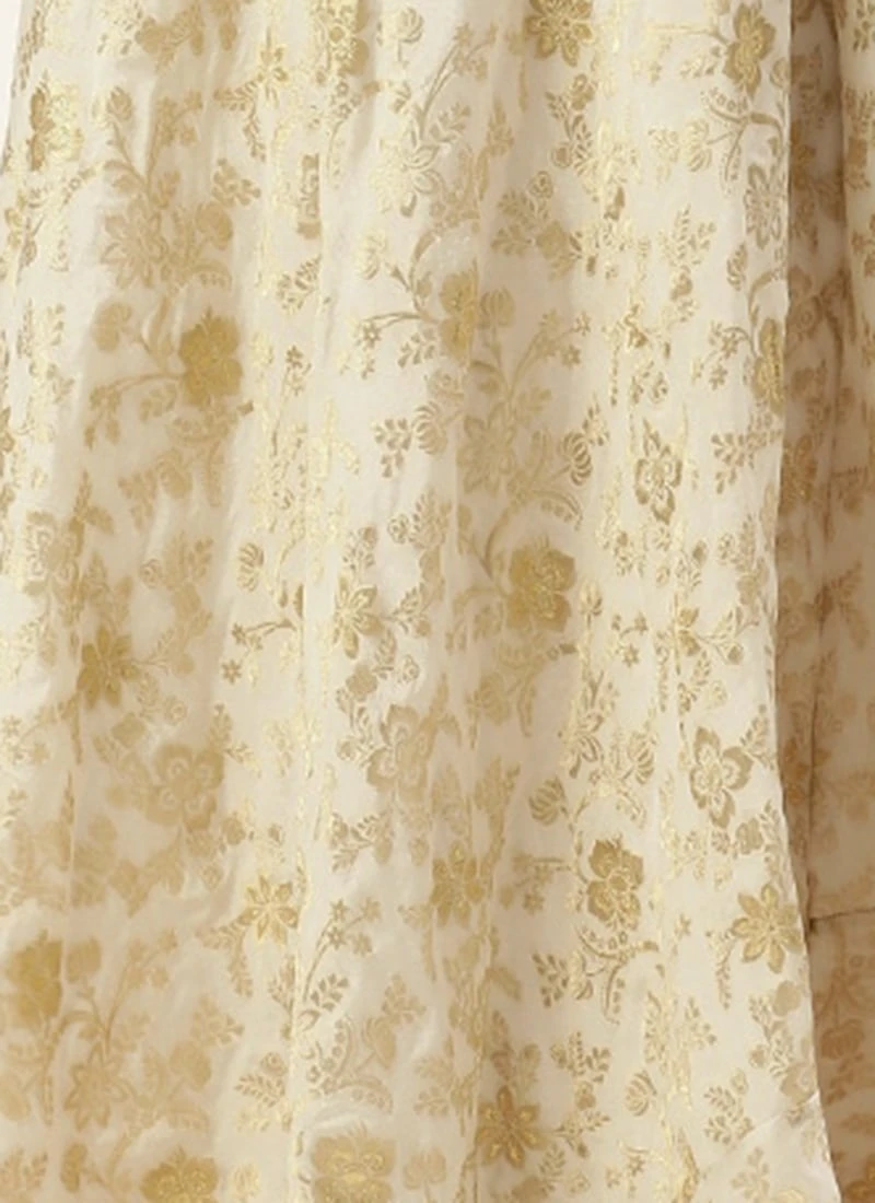 White Nylon Jacquard Festive Wear 8 White Nylon Jacquard Festive Wear - Image 8