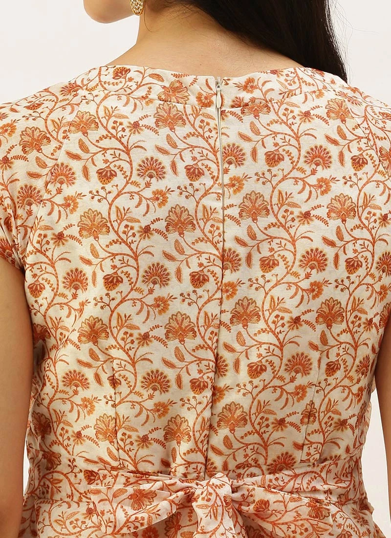 White Printed Art Silk Mini Dress After Six Wear 6 White Printed Art Silk Mini Dress After Six Wear - Image 6