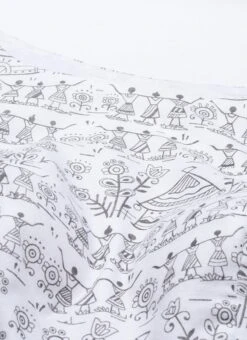 White Rayon Printed Gathered Maxi Dress Festive Wear -Indo Clothing Shop White Rayon Printed Gathered Maxi Dress DRBS02105422 rrc1