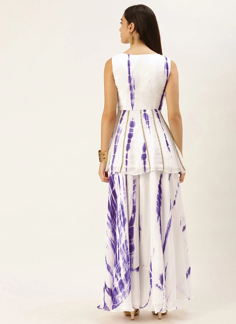 Top From White Tie N Dye Indo Western Co Ords Set After Six Wear 4 Top From White Tie N Dye Indo Western Co Ords Set After Six Wear - Image 4