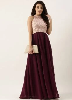 White Tie N Dye Nylon Purple Flared Dress Festive Wear -Indo Clothing Shop White Tie N Dye Nylon Purple Flared Dress DRBS02110978 u