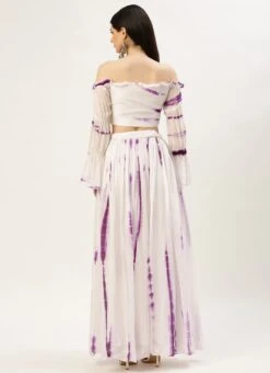 Skirt From White Viscose Tie N Dye Co Ords Set After Six Wear -Indo Clothing Shop White Viscose Tie N Dye Co Ords Set IWBS02211253 b