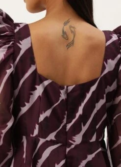 Wine Digital Printed Organza Dress Party Wear -Indo Clothing Shop Wine Digital Printed Organza Dress DRBS02303827 rrc2