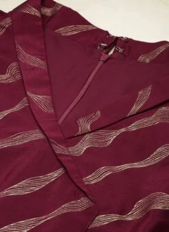 Wine Foil Printed Chinon Maxi Dress Festive Wear -Indo Clothing Shop Wine Foil Printed Chinon Maxi Dress DRBS02211200 rrc1
