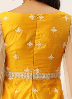 Yellow Art Silk Embroidered Jumpsuit Party Wear -Indo Clothing Shop Yellow Art Silk Embroidered Jumpsuit DRBS02209681 rrc2