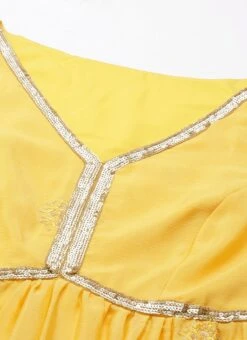 Yellow Chinnon Embroidered Kurta Set Festive Wear -Indo Clothing Shop Yellow Chinnon Embroidered Kurta Set KSBS02205088 rrc1
