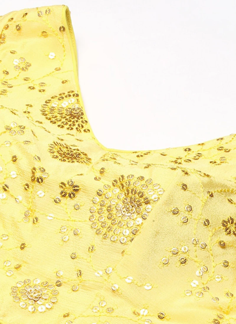 Yellow Chinon Embroidered Blouse Festive Wear 5 Yellow Chinon Embroidered Blouse Festive Wear - Image 5