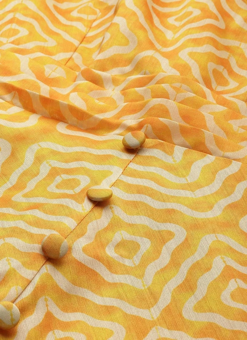 Yellow Digital Print High N Low Style Dress After Six Wear 5 Yellow Digital Print High N Low Style Dress After Six Wear - Image 5