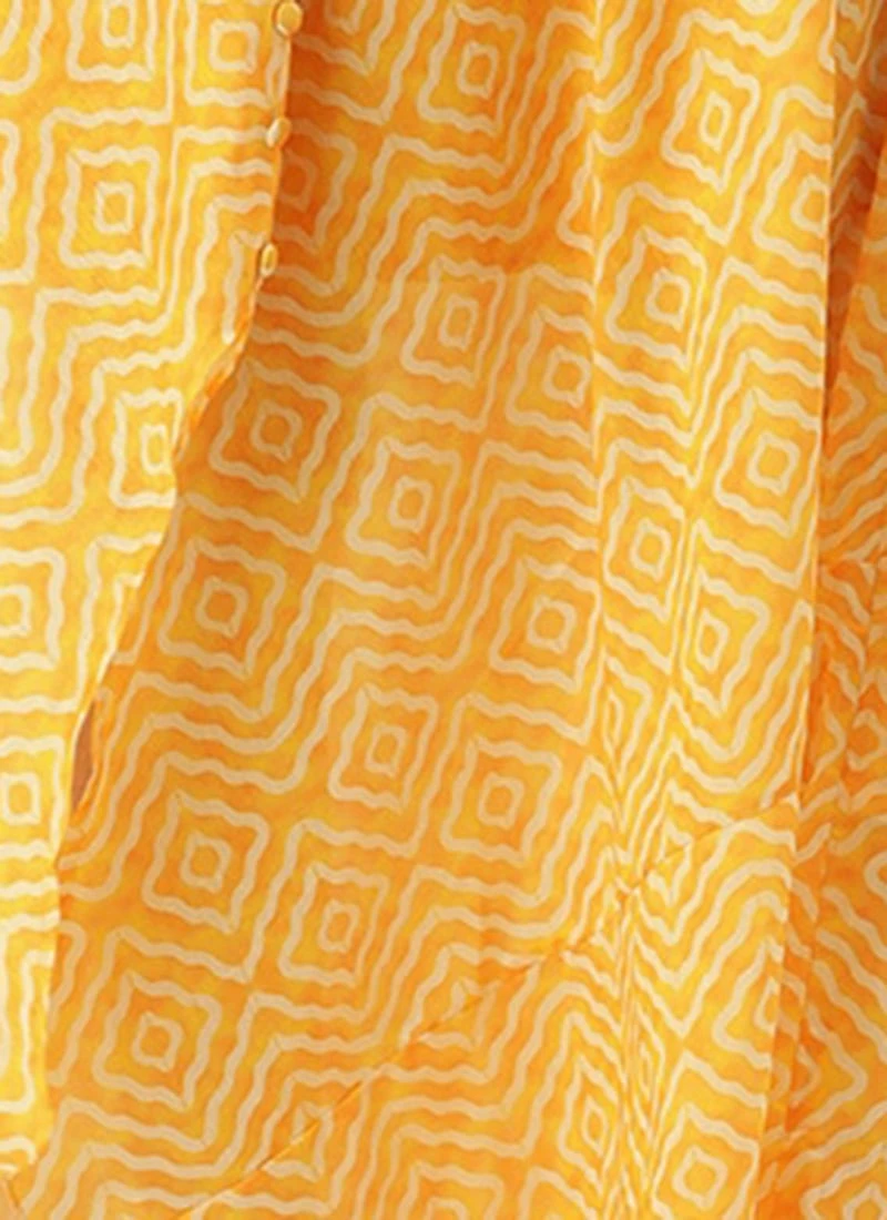 Yellow Digital Print High N Low Style Dress After Six Wear 7 Yellow Digital Print High N Low Style Dress After Six Wear - Image 7