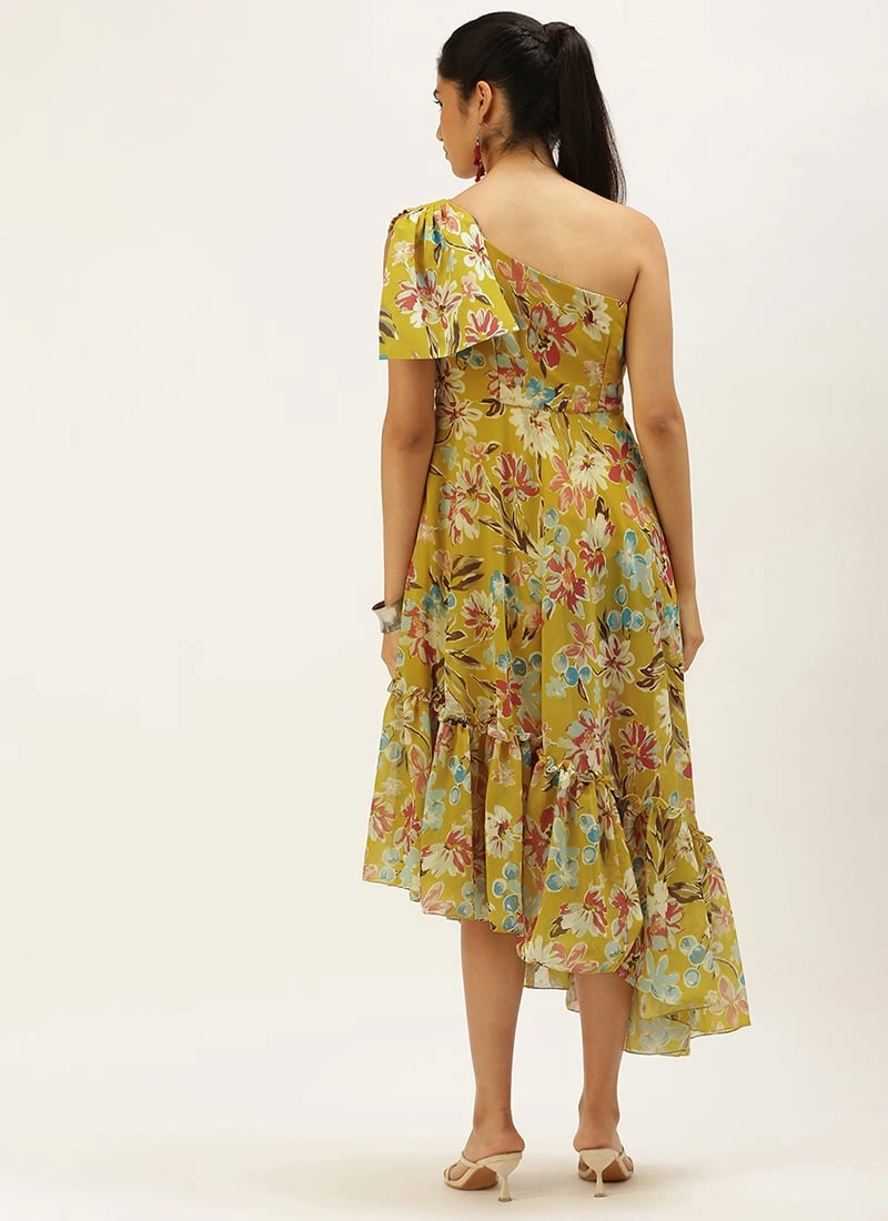 Yellow Digital Printed Dress After Six Wear 4 Yellow Digital Printed Dress After Six Wear - Image 4