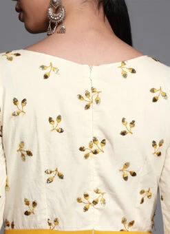 Yellow Embroidered Boat Neckline Gown Festive Wear -Indo Clothing Shop Yellow Embroidered Boat Neckline Gown IWBS01910299 rrc2