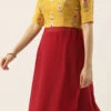 Yellow Embroidered Chinon N Maroon Kurta Set Festive Wear