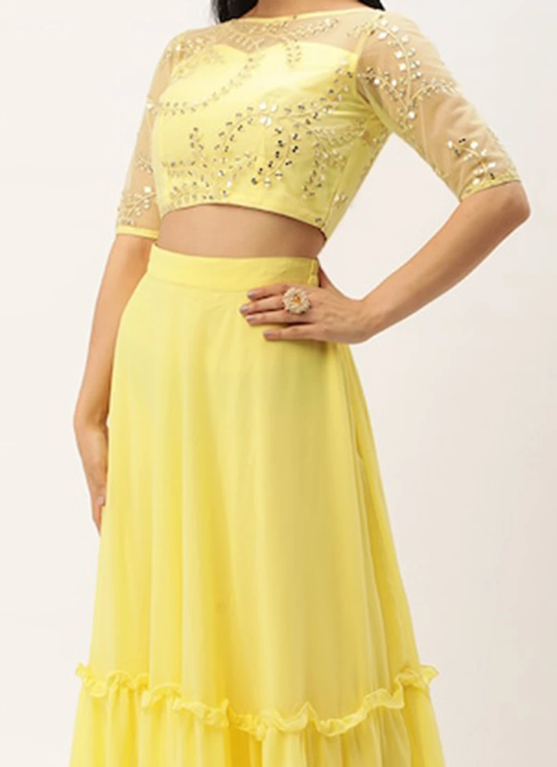 Skirt From Yellow Embroidered Crop Top N Skirt After Six Wear 1 Skirt From Yellow Embroidered Crop Top N Skirt After Six Wear