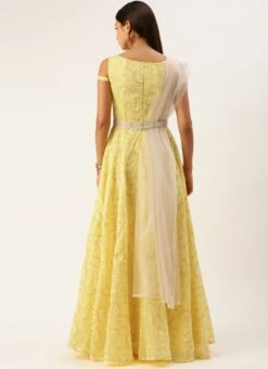 Dupatta From Yellow Foil Printed Cotton Gown After Six Wear 11 Dupatta From Yellow Foil Printed Cotton Gown After Six Wear -Indo Clothing Shop Yellow Foil Printed Cotton Gown IWBS02301723 b