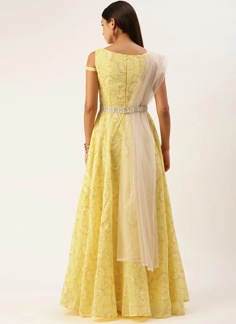 Dupatta From Yellow Foil Printed Cotton Gown After Six Wear 4 Dupatta From Yellow Foil Printed Cotton Gown After Six Wear - Image 4