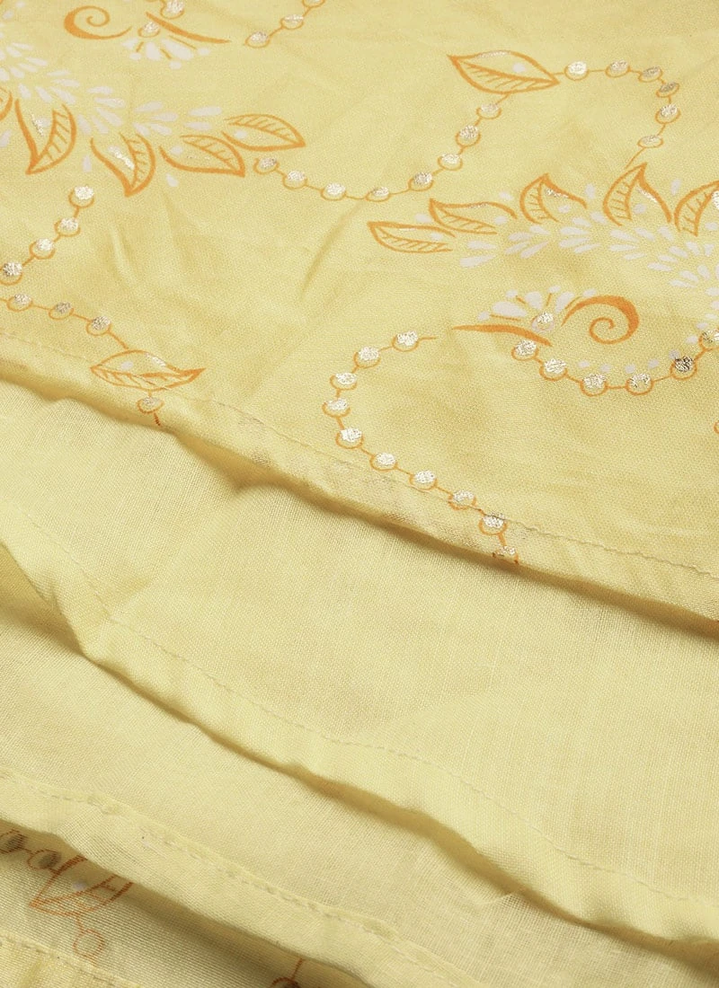Dupatta From Yellow Foil Printed Cotton Gown After Six Wear 7 Dupatta From Yellow Foil Printed Cotton Gown After Six Wear - Image 7