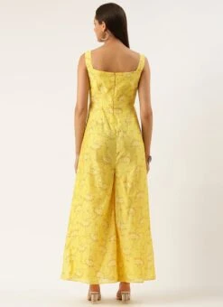 Yellow Foil Printed Jumpsuit Festive Wear -Indo Clothing Shop Yellow Foil Printed Jumpsuit DRBS02208466 b