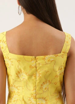 Yellow Foil Printed Jumpsuit Festive Wear -Indo Clothing Shop Yellow Foil Printed Jumpsuit DRBS02208466 rrc2