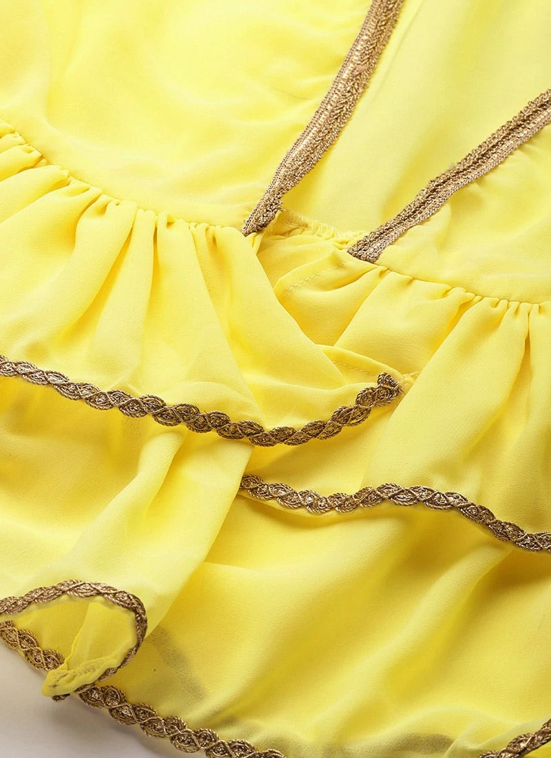 Bottom From Yellow Georgette Embroidered Crop Top N Sharara Set After Six Wear 8 Bottom From Yellow Georgette Embroidered Crop Top N Sharara Set After Six Wear - Image 8