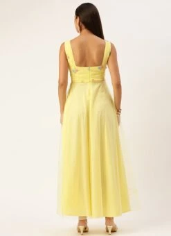 Yellow Georgette Embroidered Dress Party Wear -Indo Clothing Shop Yellow Georgette Embroidered Dress DRBS02301673 b