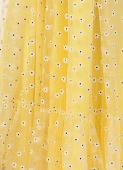 Yellow Glitter Foil Tiered Gathers Dress Party Wear -Indo Clothing Shop Yellow Glitter Foil Tiered Gathers Dress DRBS02209691 rrc4