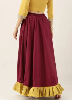 Yellow N Dark Purple Taffeta Skirt Festive Wear -Indo Clothing Shop Yellow N Dark Purple Taffeta Skirt WBBS02012687 b