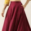 Yellow N Dark Purple Taffeta Skirt Festive Wear