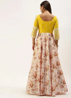 Yellow N Pink Embroidered Floor Length Gown Festive Wear 9 Yellow N Pink Embroidered Floor Length Gown Festive Wear -Indo Clothing Shop Yellow N Pink Embroidered Floor Length Gown IWBS02107555 b