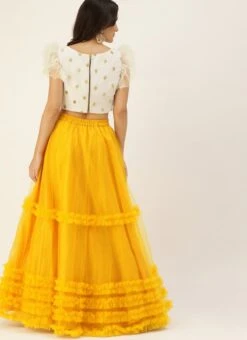 Yellow N White Embroidered Skirt Set Festive Wear -Indo Clothing Shop Yellow N White Embroidered Skirt Set IWBS02101747 b