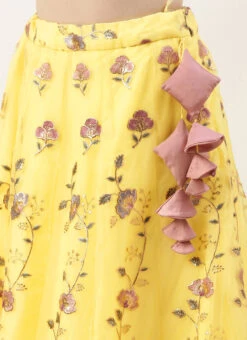 Skirt From Yellow Organza N Pink Art Silk Skirt N Top Set After Six Wear -Indo Clothing Shop Yellow Organza N Pink Art Silk Skirt N Top Set IWBS02211065 rrc2