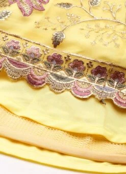 Skirt From Yellow Organza N Pink Art Silk Skirt N Top Set After Six Wear -Indo Clothing Shop Yellow Organza N Pink Art Silk Skirt N Top Set IWBS02211065 rrc4