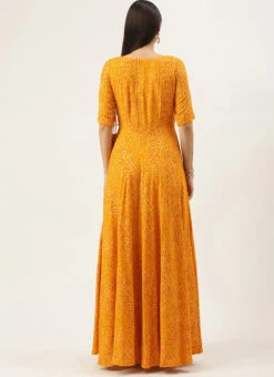 Yellow Printed Angarkha Gown Festive Wear 11 Yellow Printed Angarkha Gown Festive Wear -Indo Clothing Shop Yellow Printed Angarkha Gown IWBS02110834 b