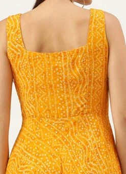 Yellow Printed Strap Neck Dress After Six Wear -Indo Clothing Shop Yellow Printed Strap Neck Dress DRBS02109710 rrc2