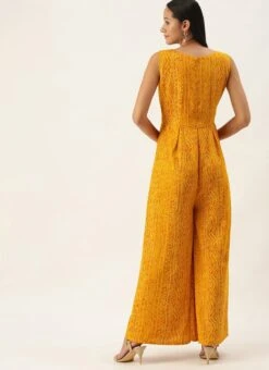 Yellow Printed Viscose Angrakha Style Jumpsuit Festive Wear -Indo Clothing Shop Yellow Printed Viscose Angrakha Style Jumpsuit DRBS02109746 b