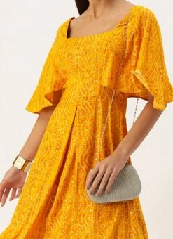 Yellow Printed Viscose Dress After Six Wear