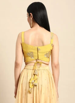 Yellow Sequins Embroidered Chinon Blouse Festive Wear 11 Yellow Sequins Embroidered Chinon Blouse Festive Wear -Indo Clothing Shop Yellow Sequins Embroidered Chinon Blouse BLBS02301971 b