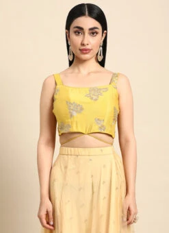 Yellow Sequins Embroidered Chinon Blouse Festive Wear 10 Yellow Sequins Embroidered Chinon Blouse Festive Wear -Indo Clothing Shop Yellow Sequins Embroidered Chinon Blouse BLBS02301971 u