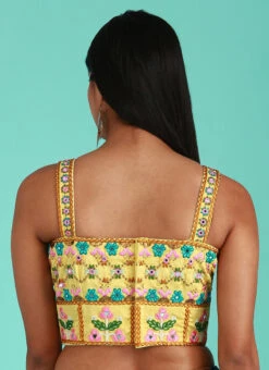 Yellow Silk Embroidered Work Blouse Party Wear 7 Yellow Silk Embroidered Work Blouse Party Wear -Indo Clothing Shop Yellow Silk Embroidered Work Blouse BLSPFB133Y b
