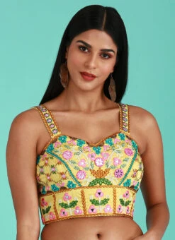Yellow Silk Embroidered Work Blouse Party Wear 6 Yellow Silk Embroidered Work Blouse Party Wear -Indo Clothing Shop Yellow Silk Embroidered Work Blouse BLSPFB133Y u