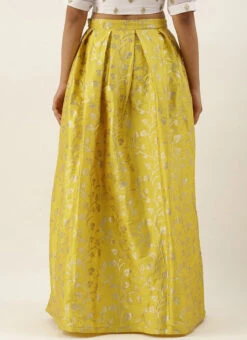 Yellow Taffeta Jacquard Skirt Festive Wear 11 Yellow Taffeta Jacquard Skirt Festive Wear -Indo Clothing Shop Yellow Taffeta Jacquard Skirt WBBS02306478 b