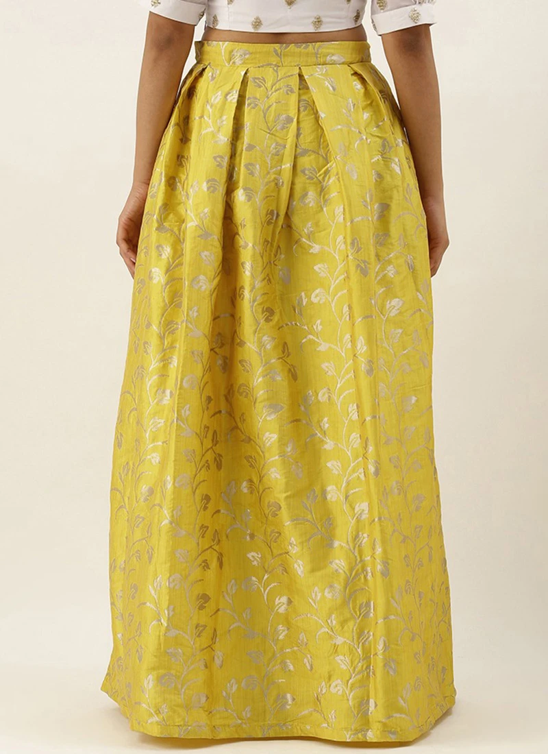 Yellow Taffeta Jacquard Skirt Festive Wear 4 Yellow Taffeta Jacquard Skirt Festive Wear - Image 4