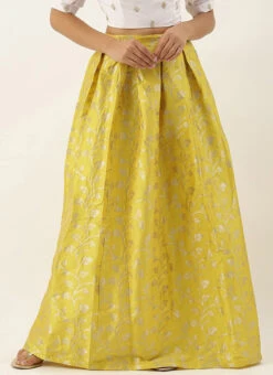 Yellow Taffeta Jacquard Skirt Festive Wear 10 Yellow Taffeta Jacquard Skirt Festive Wear -Indo Clothing Shop Yellow Taffeta Jacquard Skirt WBBS02306478 u