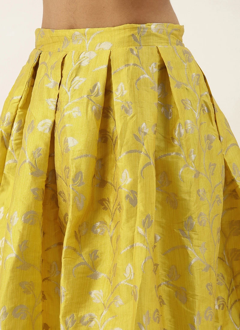 Yellow Taffeta Jacquard Skirt Festive Wear 5 Yellow Taffeta Jacquard Skirt Festive Wear - Image 5
