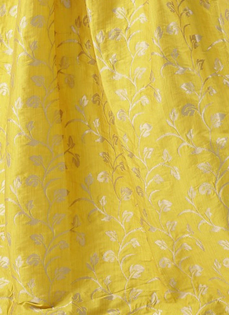Yellow Taffeta Jacquard Skirt Festive Wear 8 Yellow Taffeta Jacquard Skirt Festive Wear - Image 8