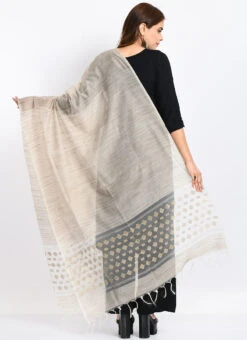 Beige Banarasi Cotton Dupatta Work Wear -Indo Clothing Shop beige banarasi cotton dupatta dpdmimfd101 b