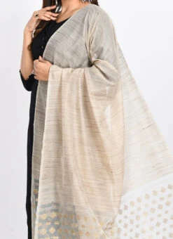 Beige Banarasi Cotton Dupatta Work Wear