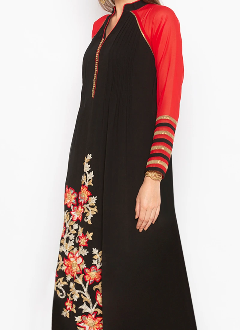 Beige Georgette Embroidered Kurta Palazzo Set Party Wear 1 Beige Georgette Embroidered Kurta Palazzo Set Party Wear