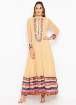 Beige Georgette Kurta Straight Pant Set Party Wear -Indo Clothing Shop beige georgette kurta straight pant set krsmnkc2034 u