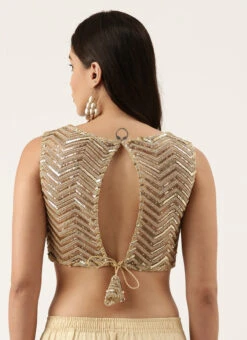 Beige Raw Silk Sequins Work Blouse Party Wear 7 Beige Raw Silk Sequins Work Blouse Party Wear -Indo Clothing Shop beige raw silk sequins work blouse blspfb148 b